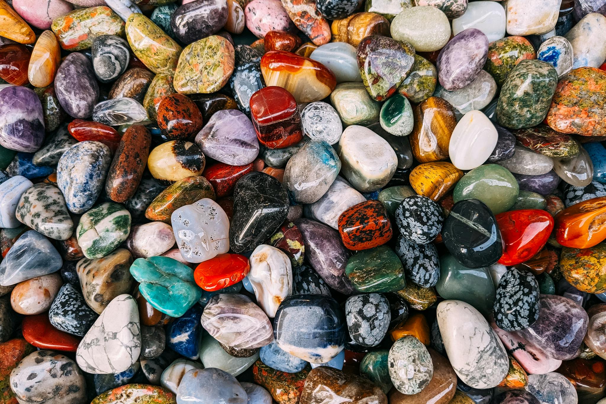 A pile of colorful stones and rocks